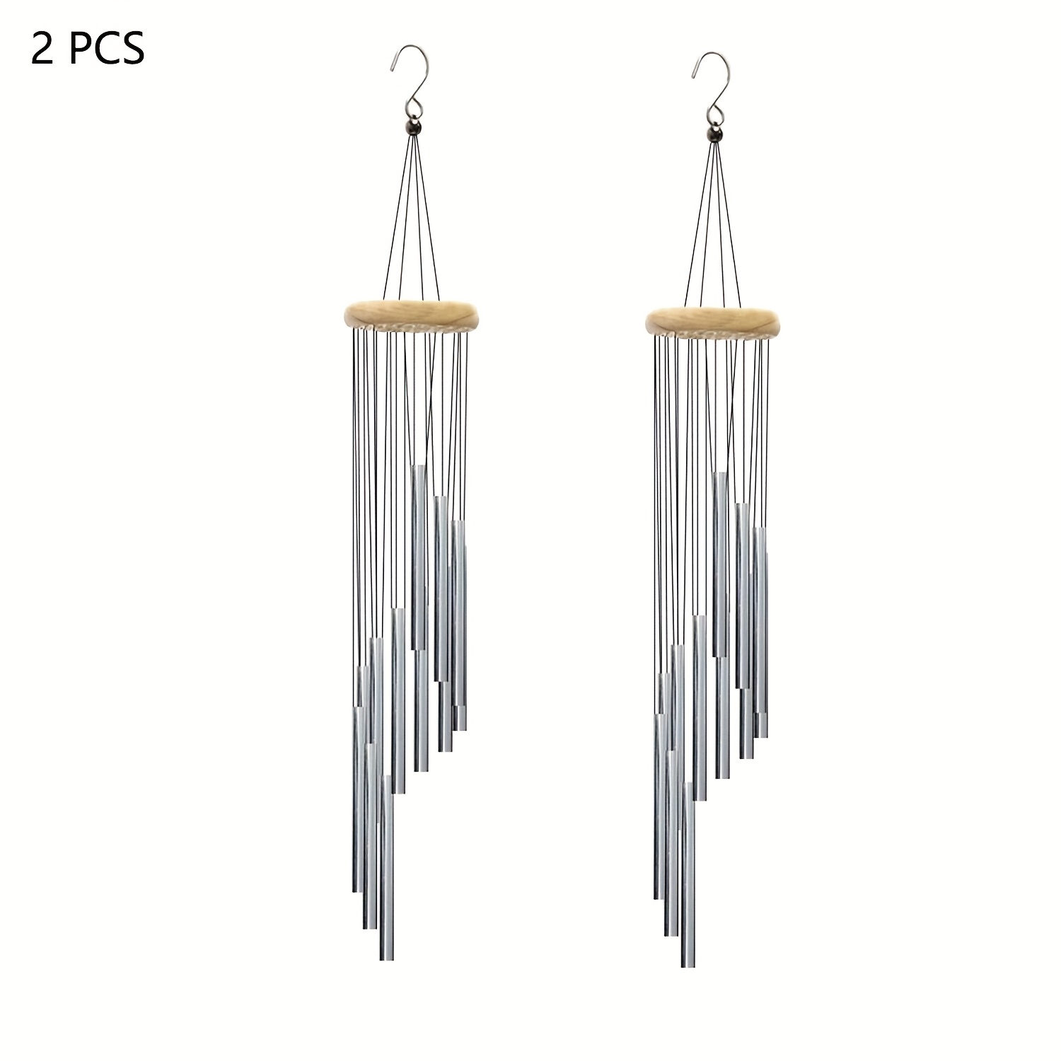 Image of 1/2pcs Wind Chimes For Outside With 12 Aluminum Tubes Wind Bells, 23 Inches Melody Windchimes Outdoors For Farmhouse Garden Patio Home Decor (ordinary Metal Wood Wind Chimes, Non-electric)