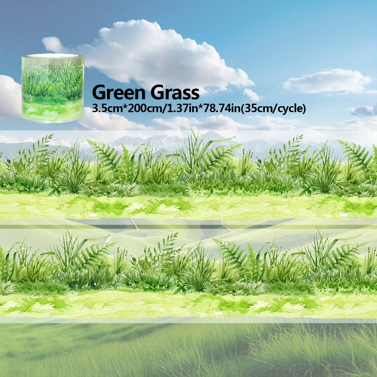 1pc/roll Watercolor Grass Fern Pet Tape, And Delicate Plant-themed Decoration Strip Suitable For Diaries, Notebooks, Gift Packaging, And Stationery Storage