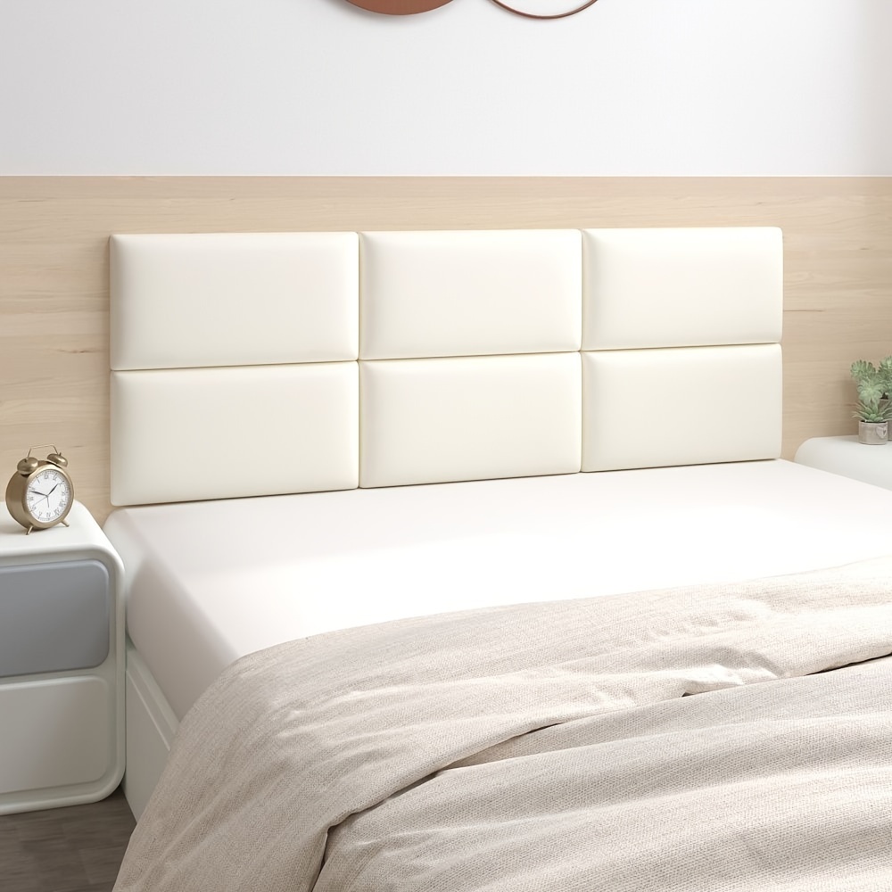 

Leather Adhesive Wall Protector Bumpers - Bed Headboard Cushion, 3d Self-stick Padded Panels For Bedroom Decor - White, Ideal For Wood & Wall , 1pc