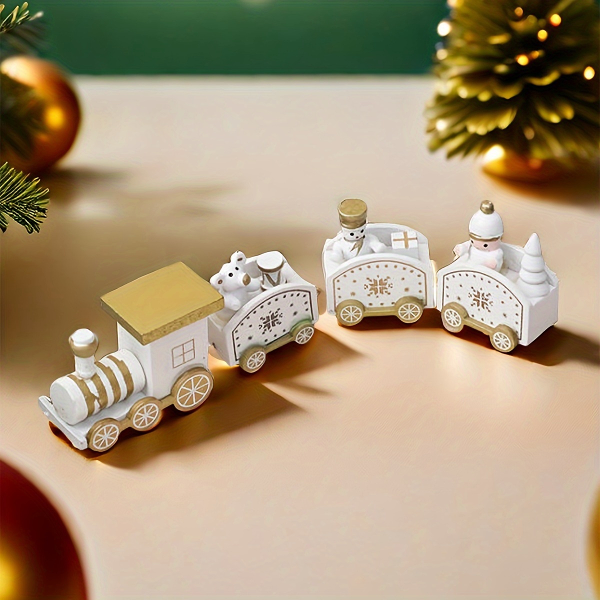 

Wooden Snowman Train Ornament - Christmas & New Year's Tabletop Decor, Ideal Gift