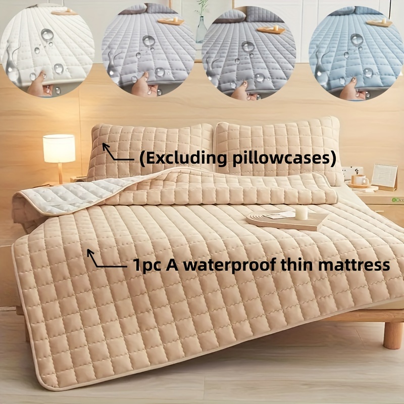 

1pc Waterproof Mattress Protector (without Pillowcase), Multifunctional Solid Color Mattress Cover, Machine Washable, Soft And Comfortable, Suitable For Bedrooms, Dormitories, Guest Rooms, Travel