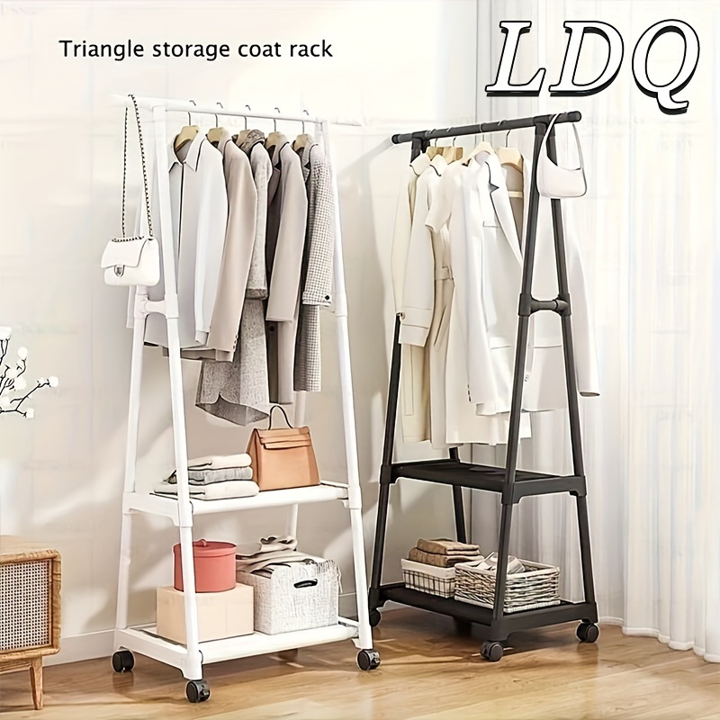 

Ldq Triangle Coat Rack With 2 Shelves - Durable Metal & Plastic, Freestanding Garment Hanger For Home Organization Coat Hangers For Closet