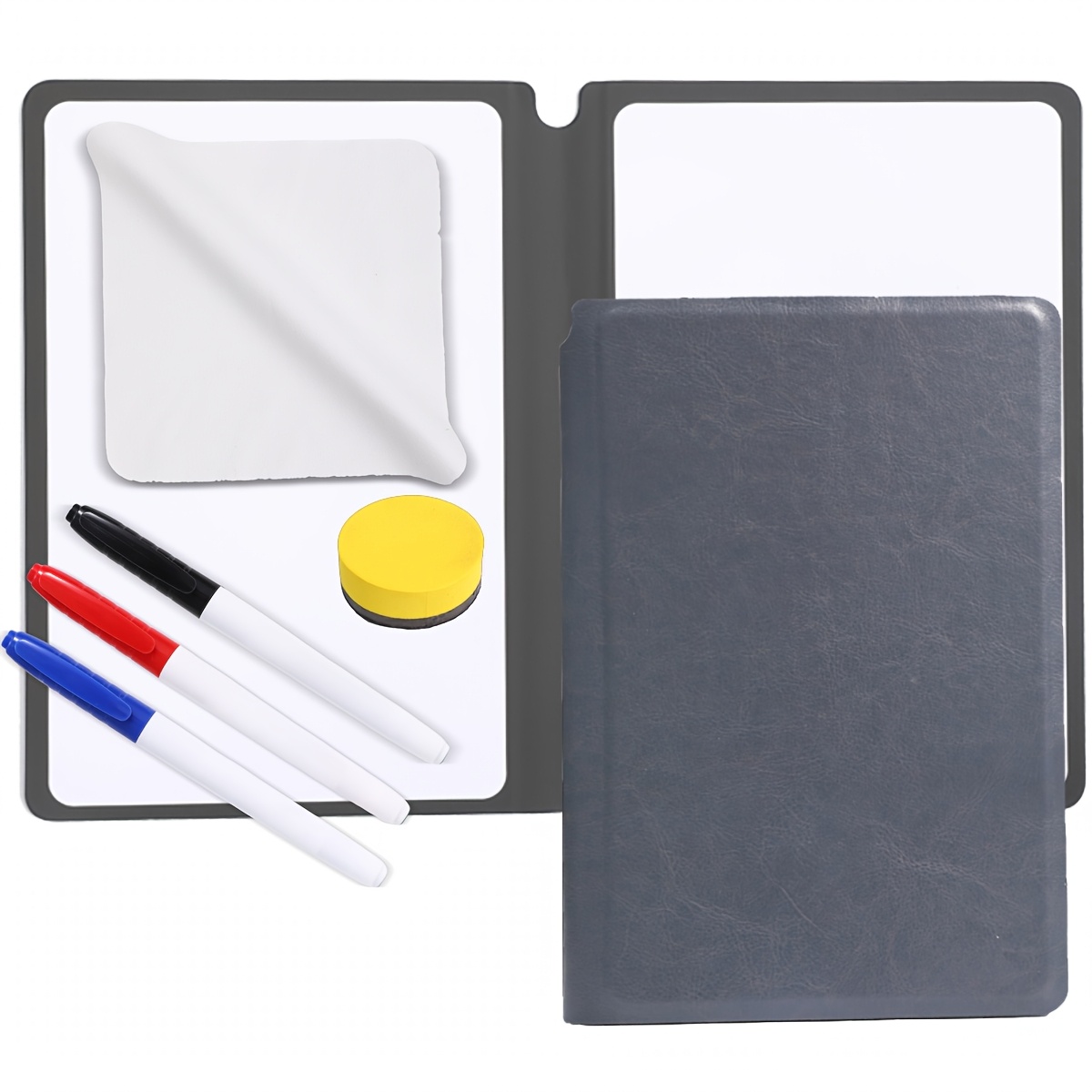 TEMU 1pc Portable Whiteboard, With Whiteboard Pen Eraser Cloth Sponge Eraser, Whiteboard Set, Reusable Whiteboard, For Office, Home, Classroom,