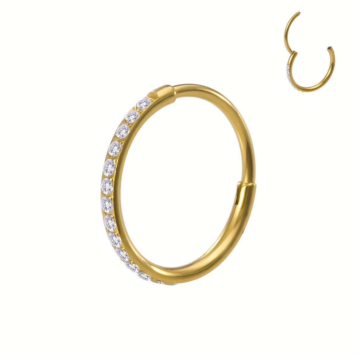 Synthetic Zirconia Hinged Nose Ring, Vintage Style for Daily Wear