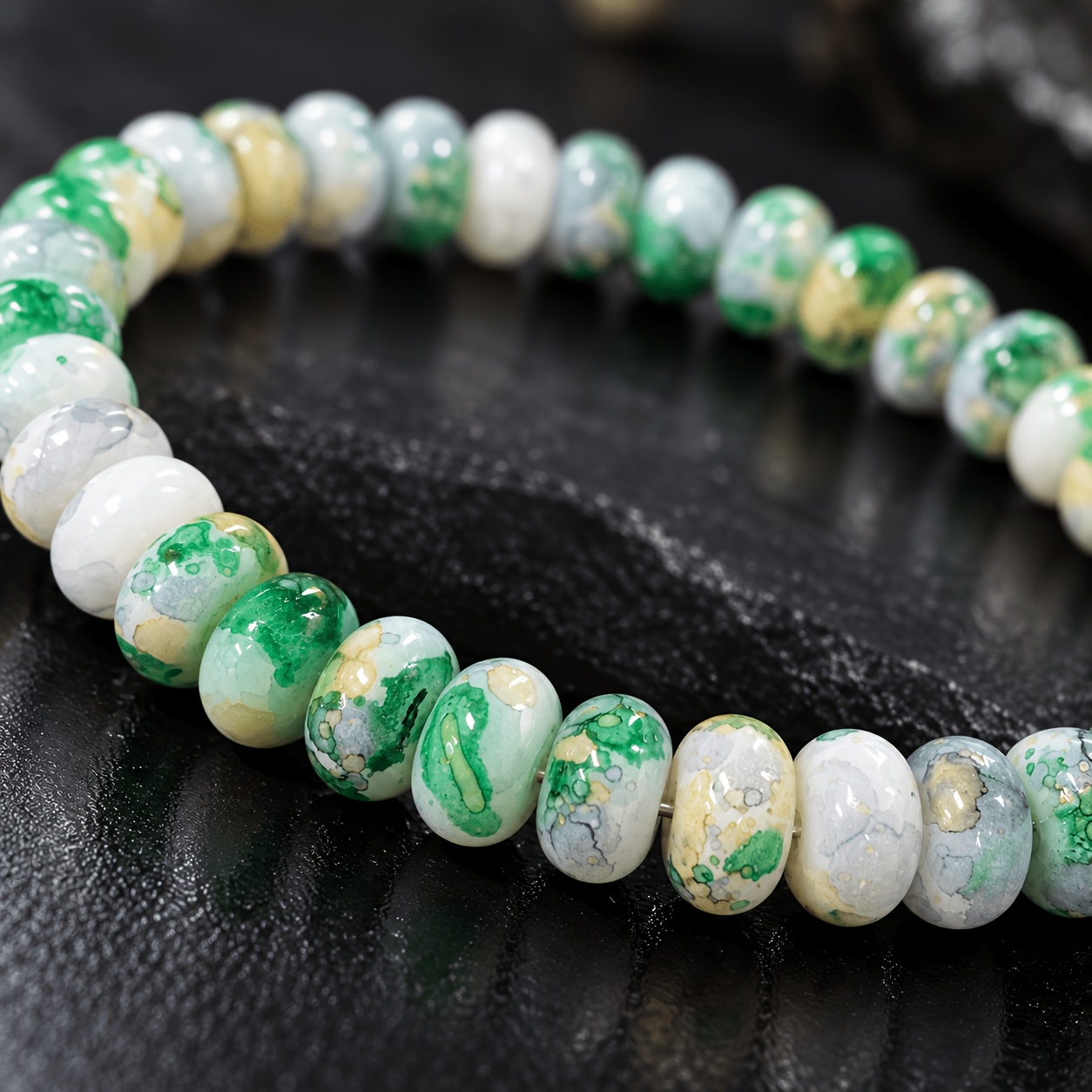 Women's Tiling Agate Abacus Bead String Bracelet, Wealth Attraction
