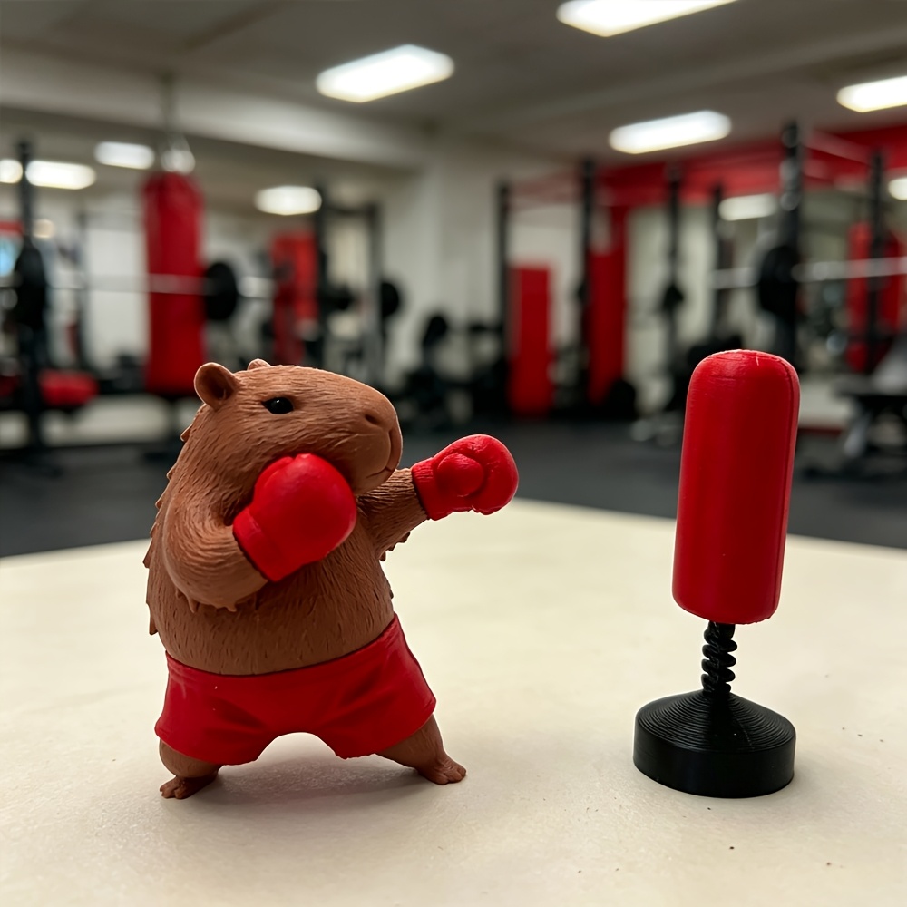 Set de 2 mini figuras 3d de capibara boxeador