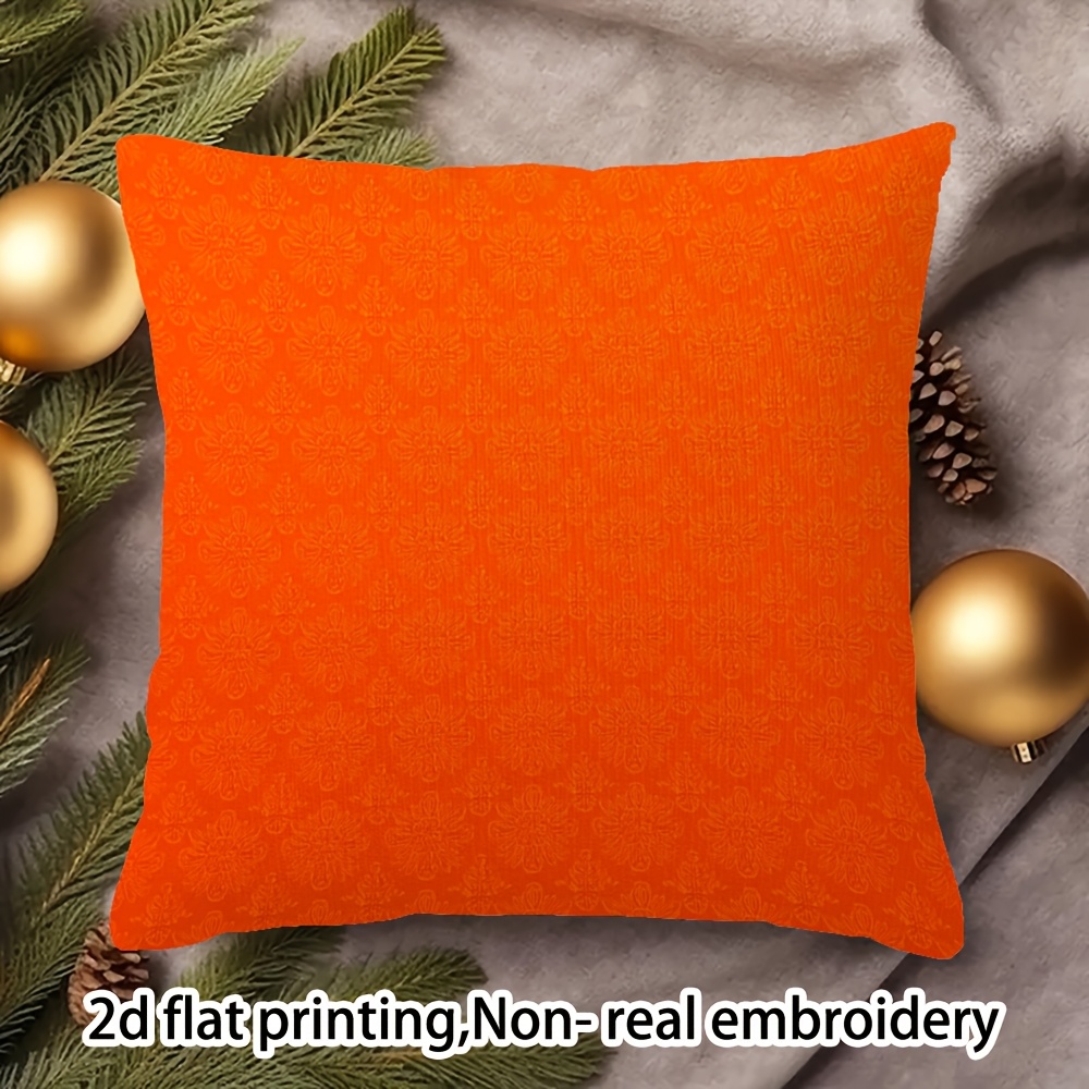 TEMU 2d Flat - 1pc Of Double-sided Pillowcase With A Flat Print, Featuring A Solid Orange Background With Various Patterns. It Comes In Different