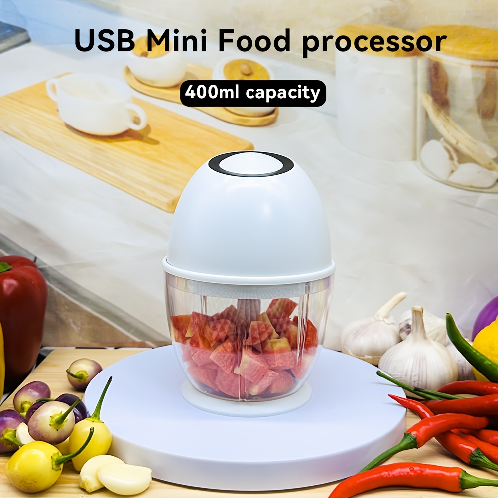 compact 400ml usb mini food processor electric garlic veggie chopper onion ginger chili fruit meat grinder with rechargeable lithium battery portable kitchen blender for   prep Product details 7