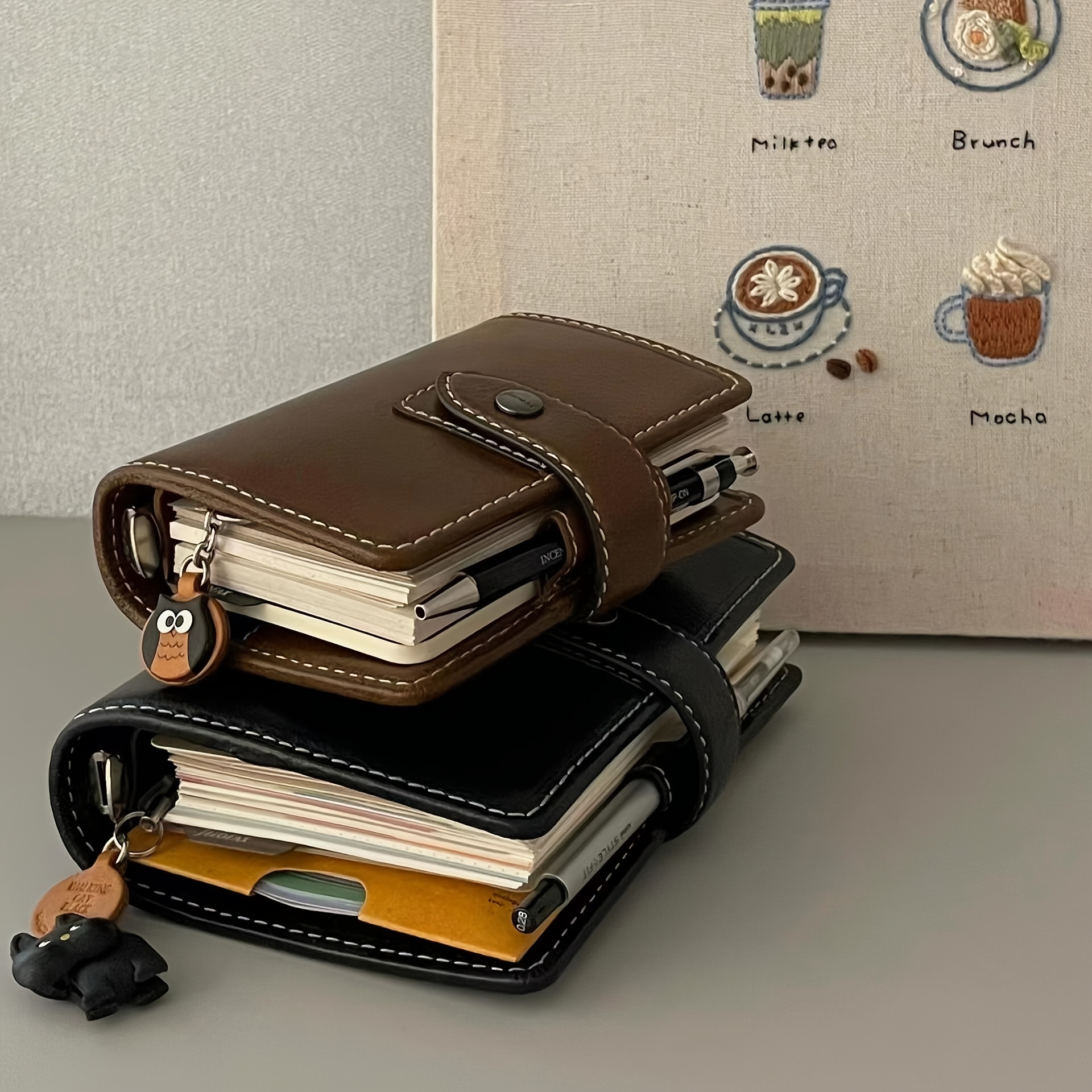 a7 red faux leather journal notebook zipper closure design - Temu