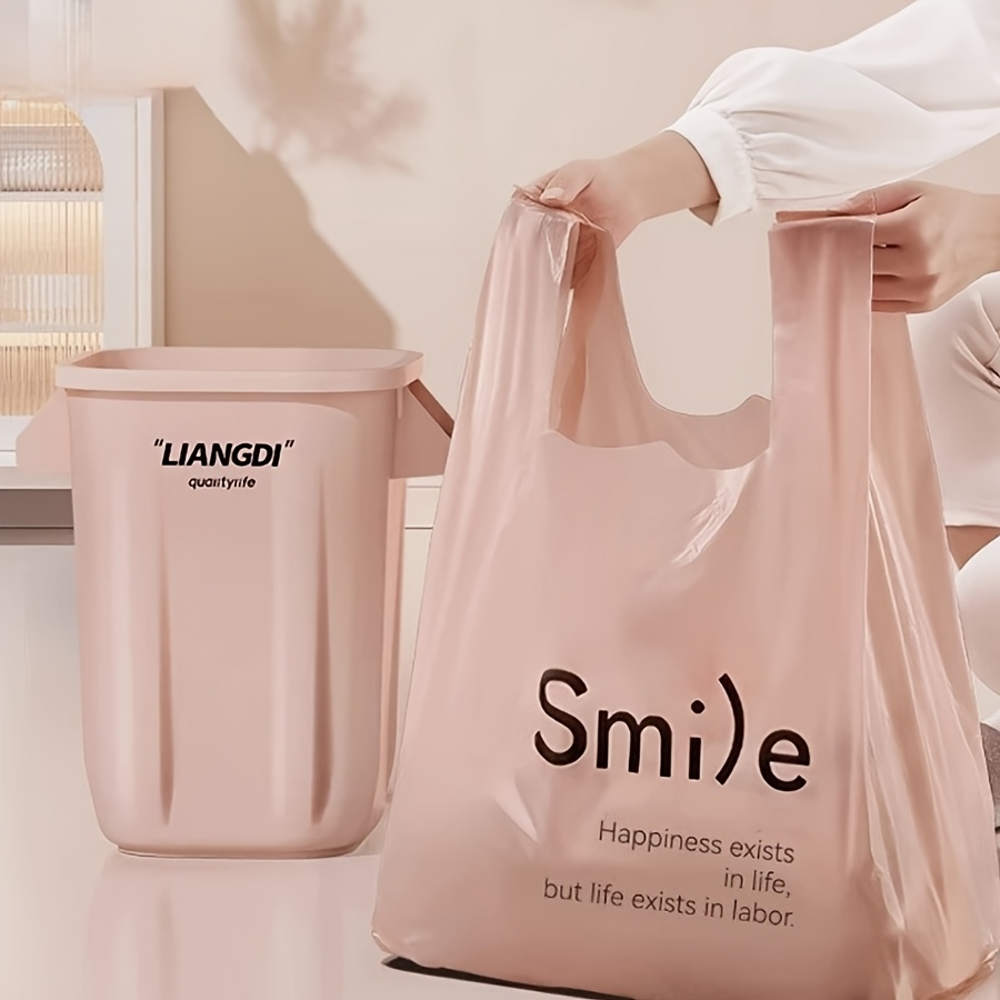 50pcs extra thick pink disposable trash bags handles durable Temu