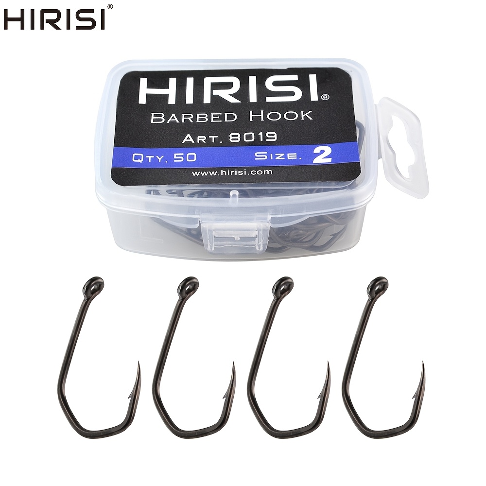 

50pcs Hirisi Carp Fishing Hooks, High Carbon Stainless Steel, Ptfe Coated, Claw Hooks, Silver Fishhooks For Labor Day &