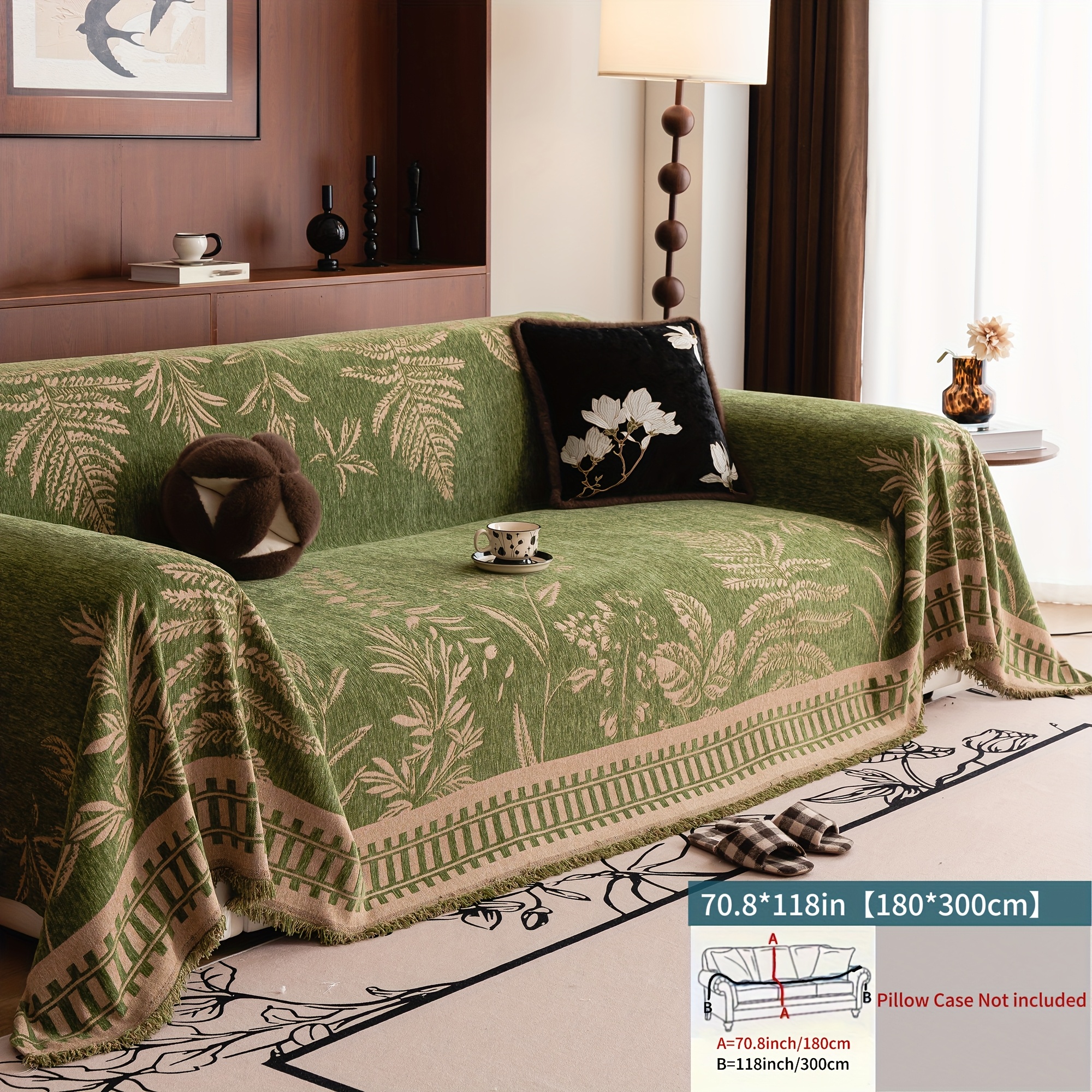 TEMU 1pc Retro Style Comfortable Sofa Cover, Pet Friendly, Durable And Washable - Elegant Design Sofa Cover Sofa Blanket, Versatile With 1 Towel,