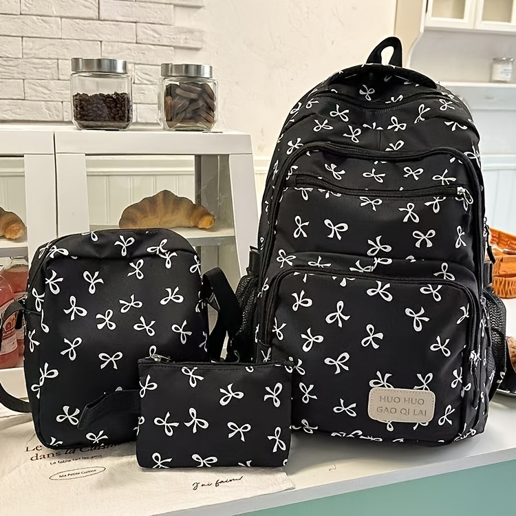 3pcs bowknot bag set lightweight large capacity backpack  display picture 1