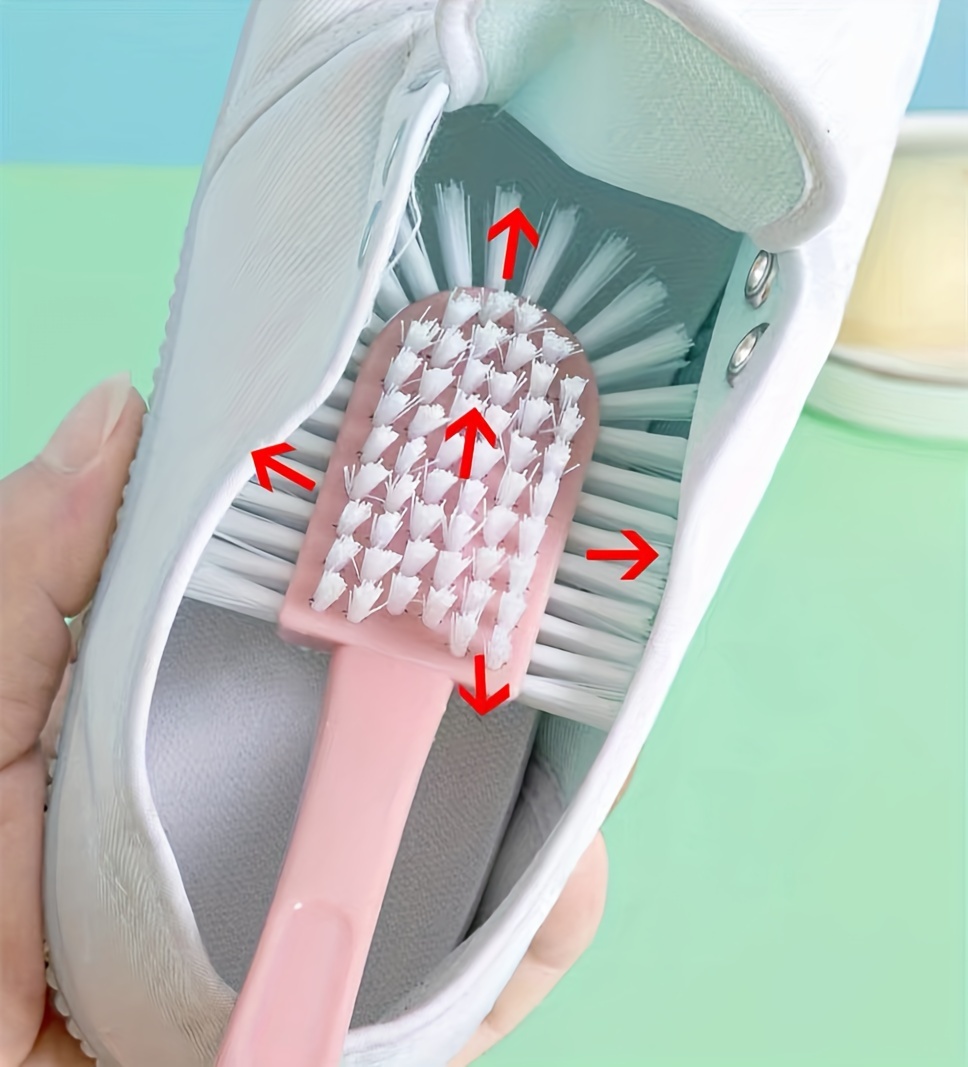 1  functional 5 sided plastic laundry brush with long handle   manual cleaning tool for shoe clothes toilet outdoor use no electricity needed details 1