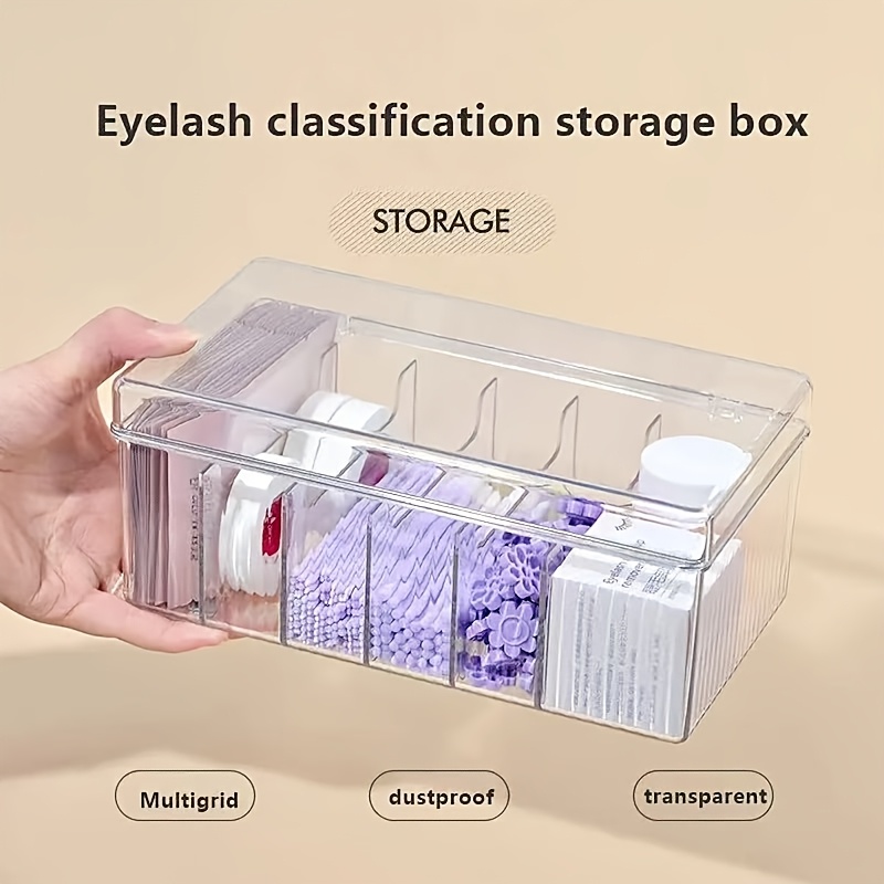 

1pc Multi- Storage Organizer For Eyelash Extensions, False Lashes & Makeup Tools - Dustproof, Cable Management Box For