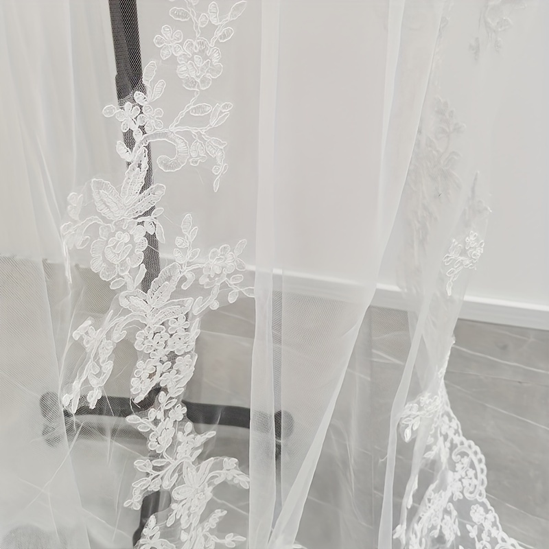 элегантное 6,5-футовое однослойное кружевное свадебное вуаль с гребнем романтический свадебный аксессуар в деталях 1