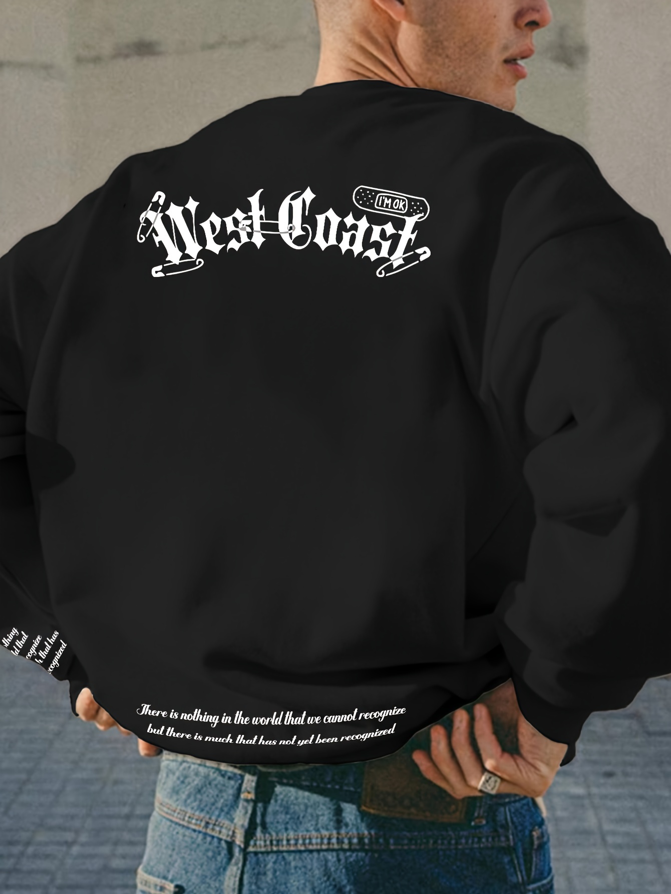 men's casual crew neck sweatshirt long sleeve polyester knit