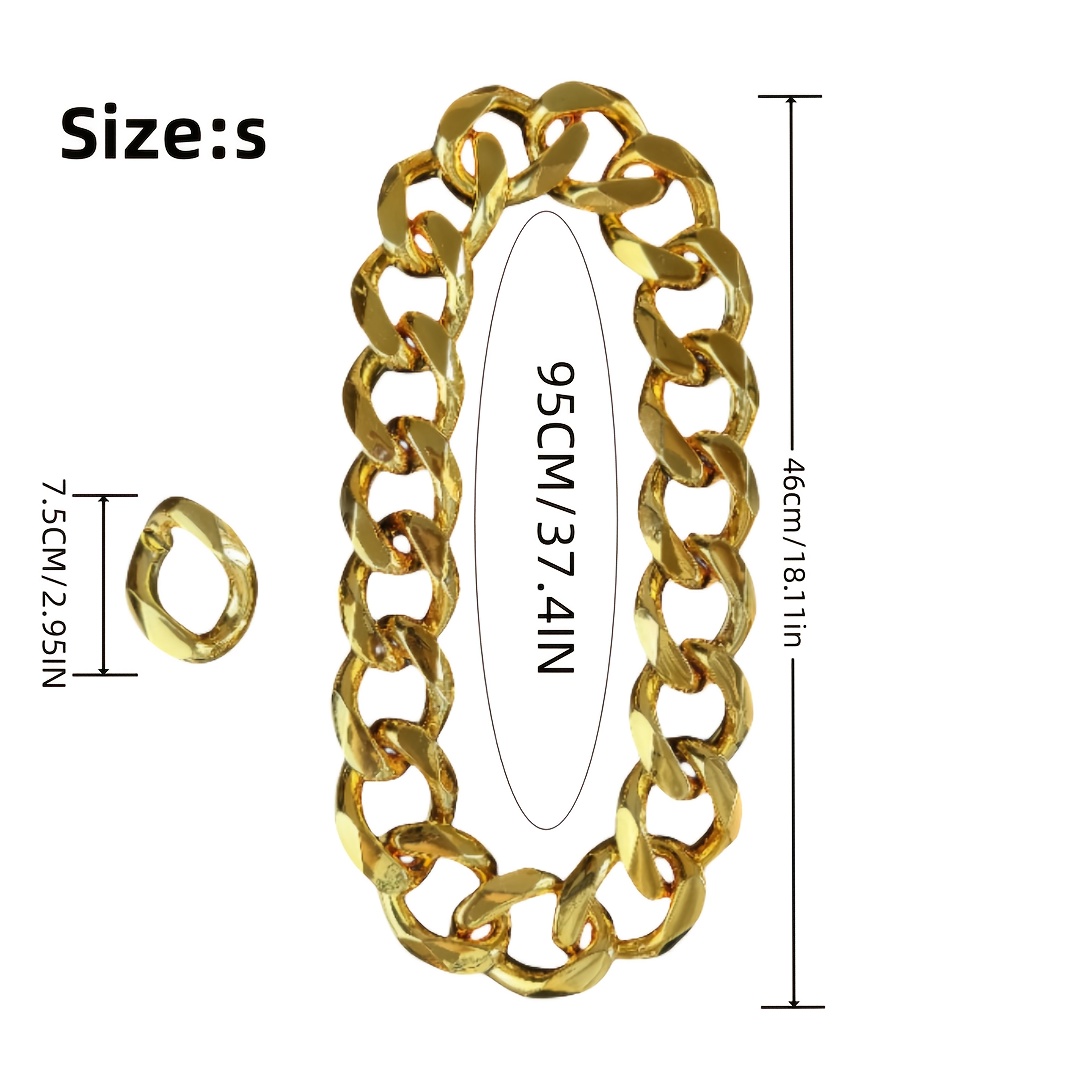 TEMU Super Large Golden Hip-hop Cuban Chain Necklace Plastic, And , A Great Prop For Photos.