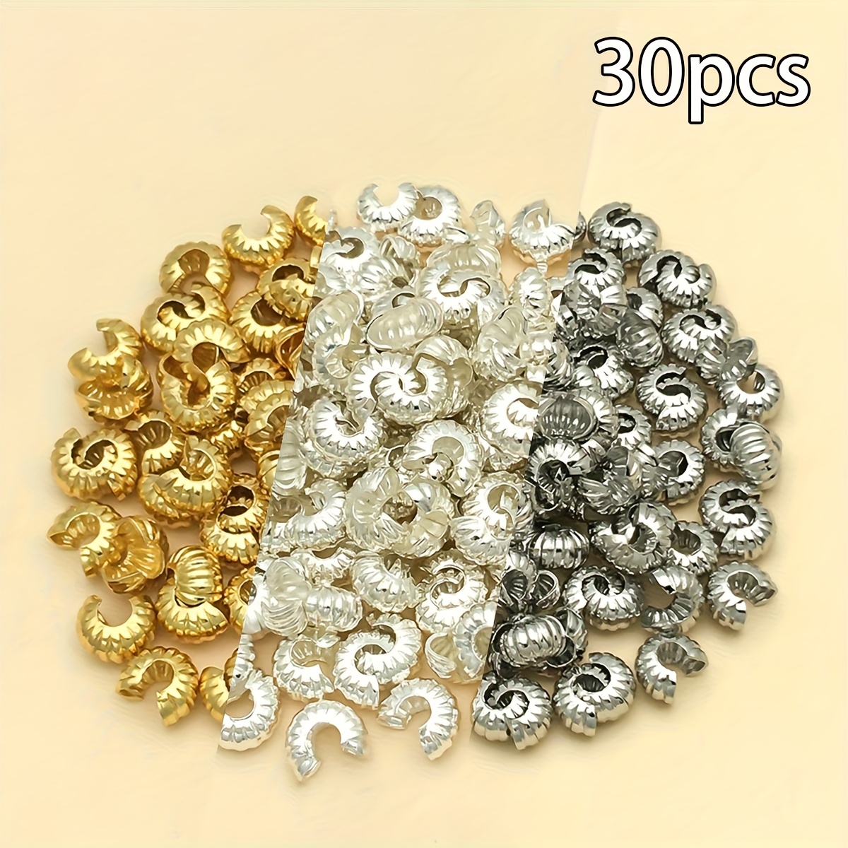 Image of 20/30pcs 18k Gold Plated Copper Clasp | Pumpkin Pattern, Jewelry Handmade Accessories, Bracelet End Cap, Threaded C-closure