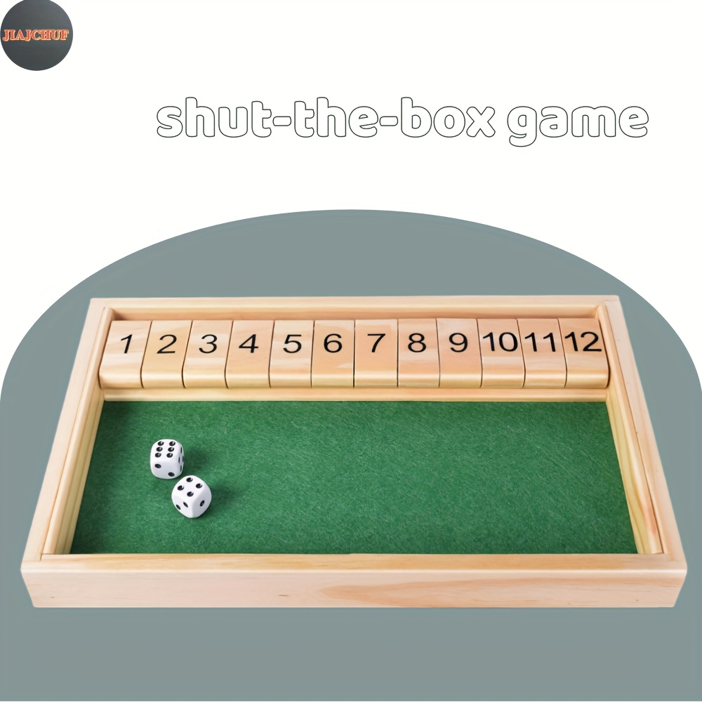 Image of Jiajchuf Shut The Box Game, Wood Math Games, 12 Spots Dice Game, 2 Players And Up, Family Board Games, Toy Gifts, Holiday Gifts