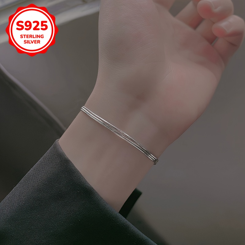 Sterling Silver Snake Bone Bracelet Hypoallergenic & Stylish Minimalist