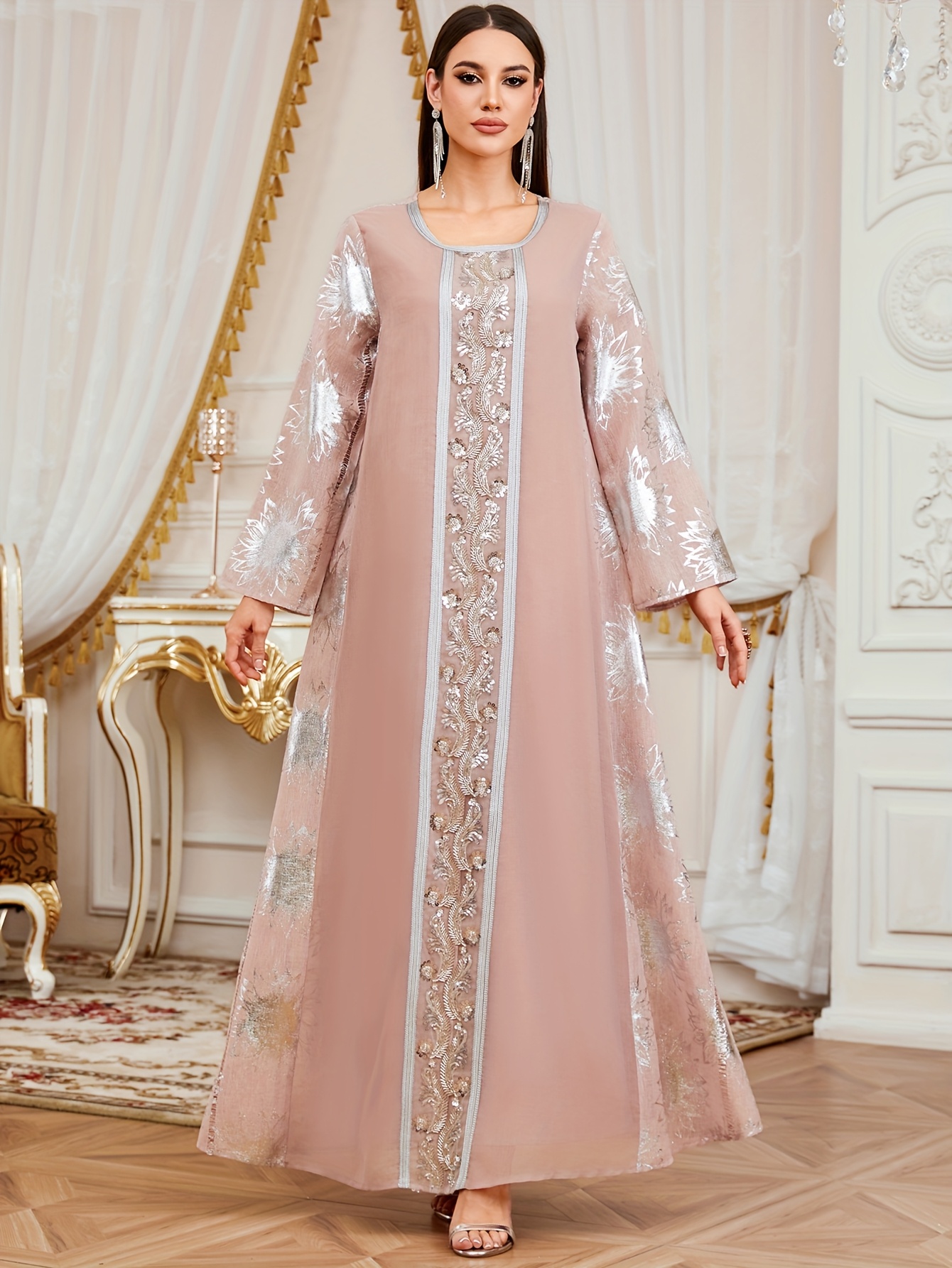 strapless open back dress Modern Eid Wear for Women in Pink Satin main image 0