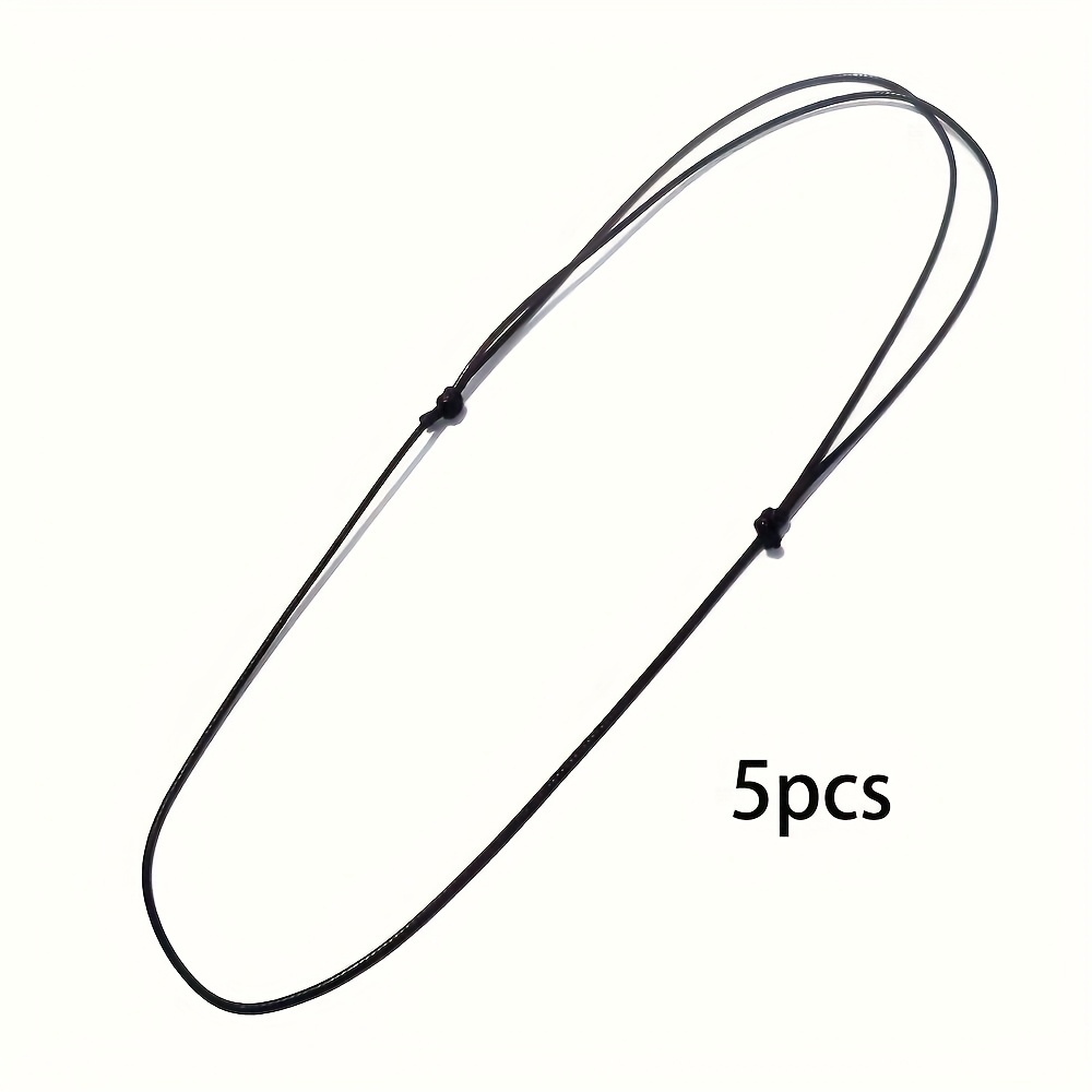 TEMU 5pcs Minimalist Adjustable Black Wax Rope Necklace, 1mm Thickness, 15.75- Inches Length, Unisex Diy Choker, Compatible With Pendants | Durable