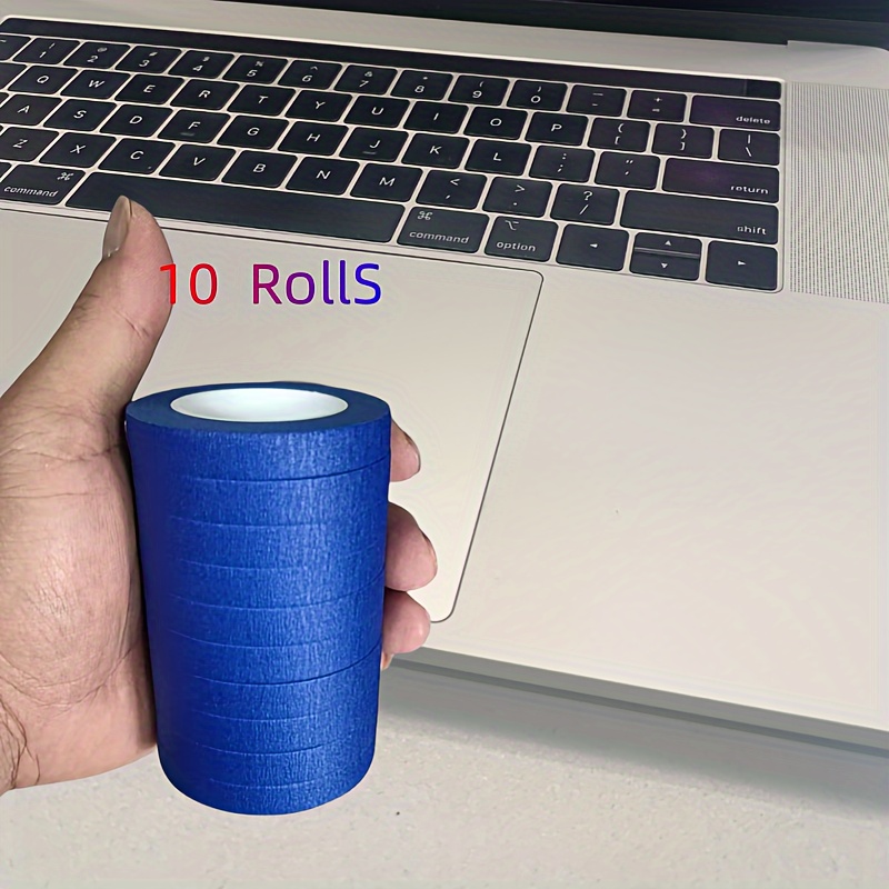 Image of 10rolls Blue Masking Tape 1cmx 511.8inch, Decorative Tape, Painting Tape, Scrapbooking Tape, Indoor And Outdoor Masking Tape, For Sticking Labels, Painting, Decoration