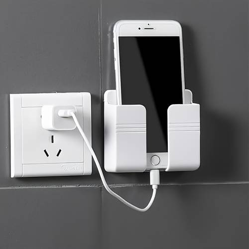 1 plastic wall mounted mobile phone charger to install hole free storage box with remote control multi functional hook practical hook storage wonder for christmas halloween thanksgiving and easter home office