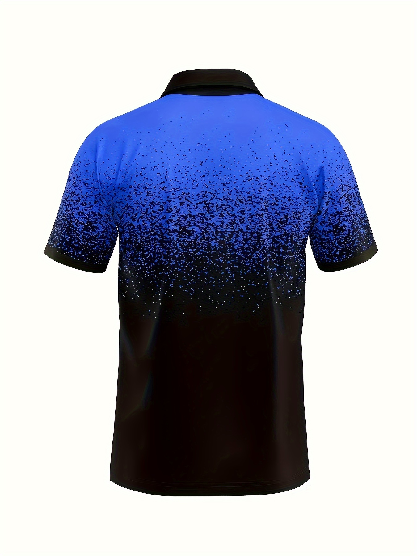 Plus Size Men's Gradient Color Pattern Graphic Print Golf Shirt For Summer, Trendy Casual Short Sleeve Tees For Big & Tall Males