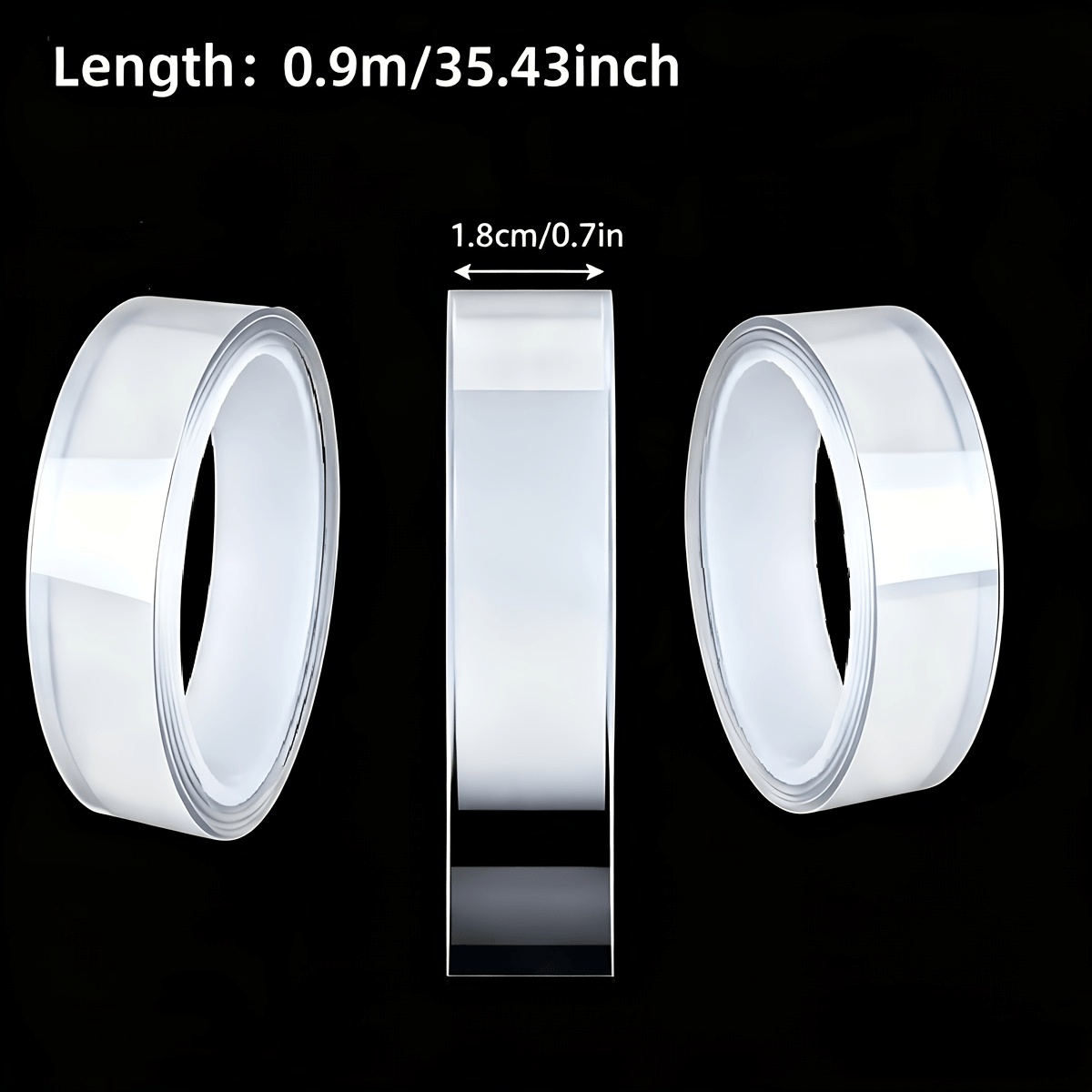TEMU Lot de 4 rouleaux de ruban adhésif nano - Bandes adhésives réutilisables, trace et lavables à forte , adaptées , et la voiture, matériau PVC