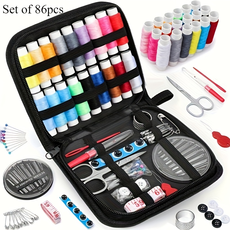 

Complete Sewing Kit With Storage Box - Diy Needlework, Quilting & Embroidery Supplies For All - Colors Fabric Craft Set