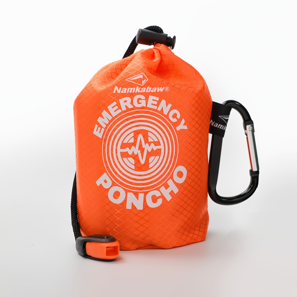 TEMU Namkabaw 4-in-1 (whistle + Storage Bag + Carabiner + Hooded Rain Cape) 4-in-1 Emergency Tool Kit, Camping, Travel Essentials, Pe Wear-resistant