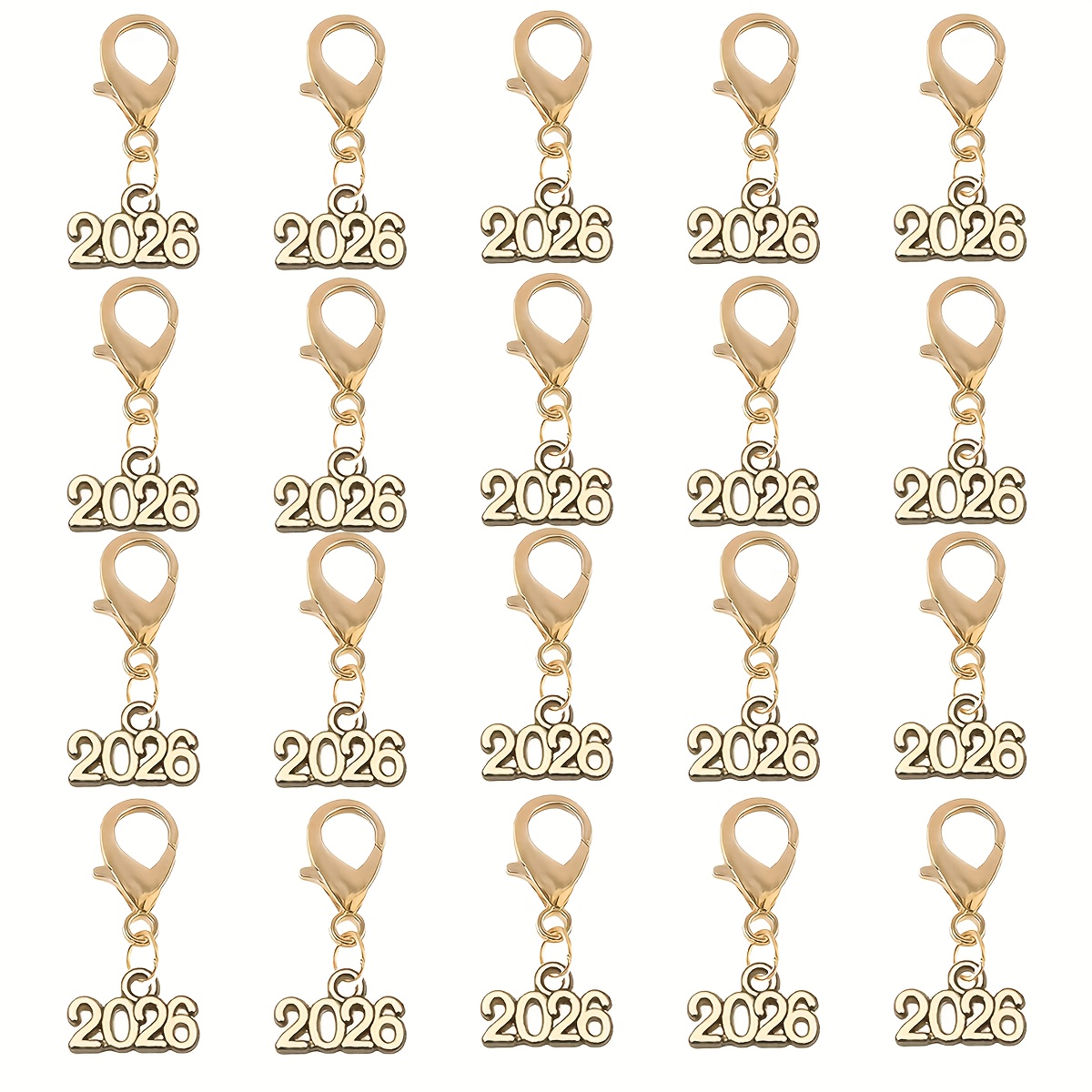 20pcs Digital Year 2026 Commemorative Pendant Keychain Ornaments Bag Additions Gifts, Key Chain