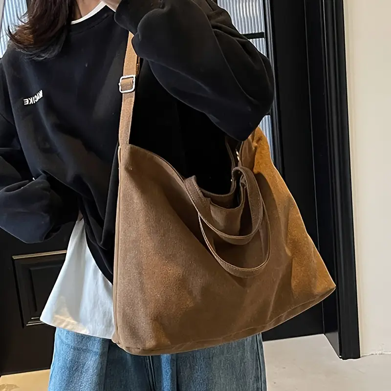Huwzder Women's Large Canvas Tote Bag - Versatile Shoulder, Crossbody & Top Handle Work Bag