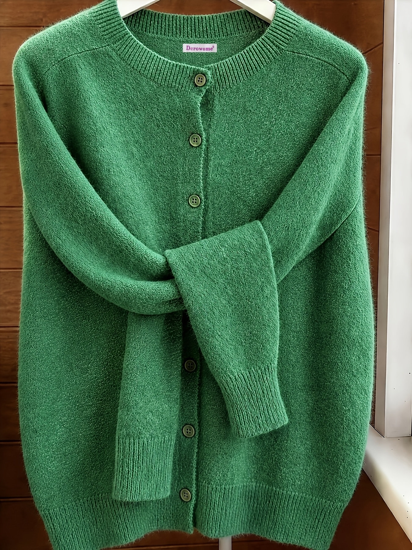 item picture spring autumn solid color round neck button sweater open cardigan loose casual fashion versatile jacket soft comfortable elegant womens top