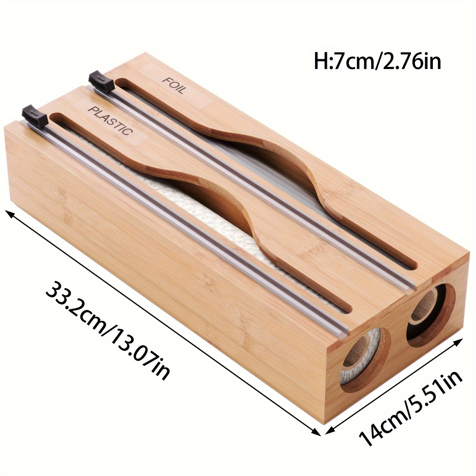 Bamboo With Cutter For Kitchen Drawer - Suitable For Plastic Wrap And Aluminum Foil, Wall Or Drawer Organizer, Home Kitchen Accessories, Storage Bins For Home Organization