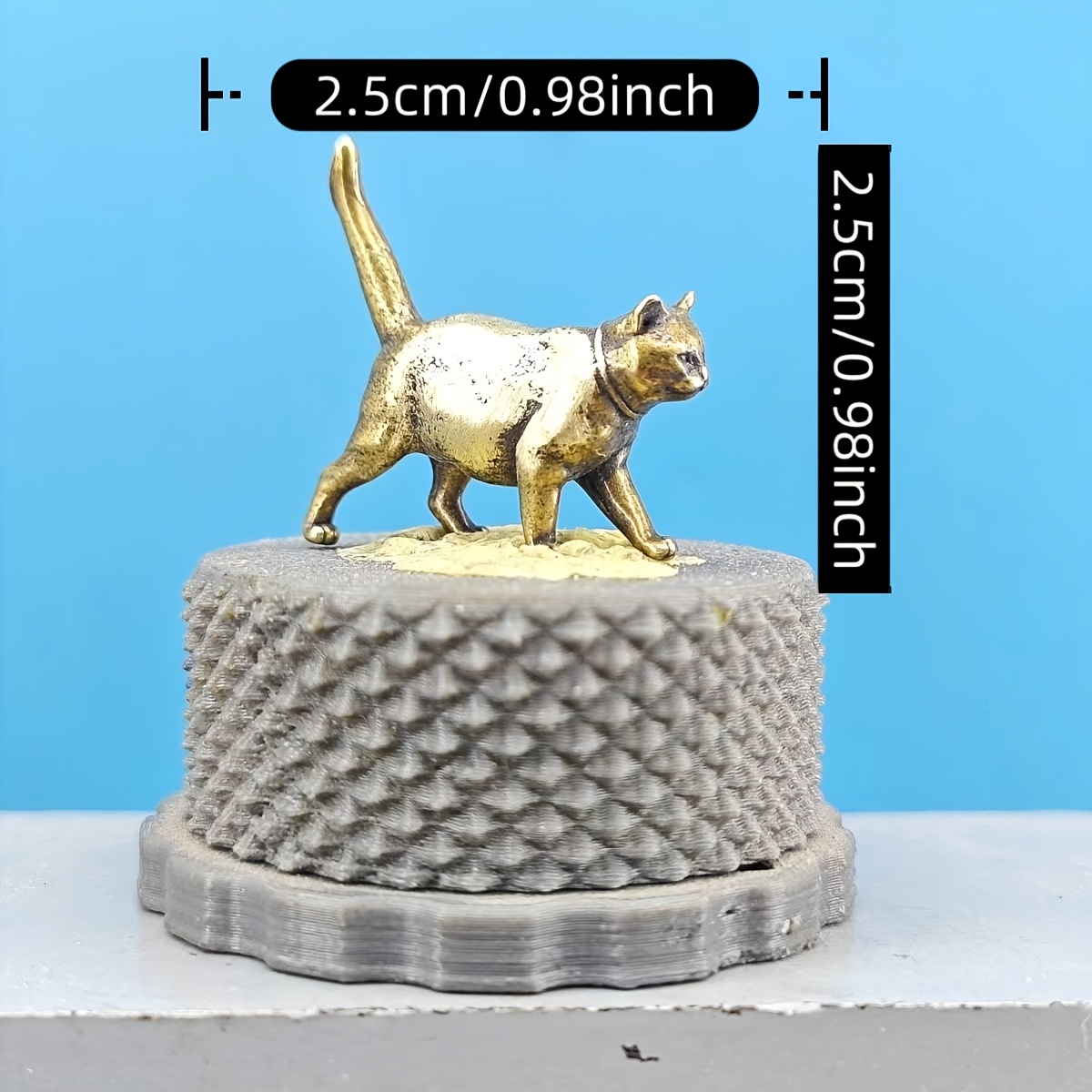 TEMU Ornement miniature de chaton simulé en laiton, modèle de bonsaï pour jardinage, aquarium, micro paysage, décoration, statue miniature de chat ,