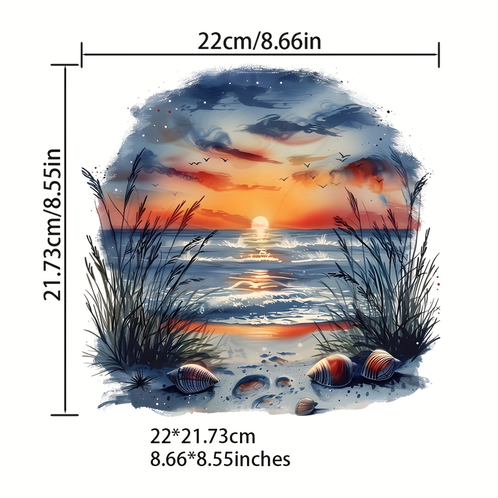 Under The Sunset By The Seaside, Thermal Vinyl Patch Stickers Are Suitable For Men And Women's Washable T-shirts, Jeans, Jackets, Backpacks, Clothes, Hats, Etc., Making Your Clothing More Colorful