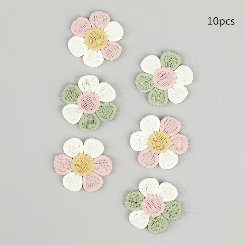 TEMU 10 pezzi/pacco di Adesivi in Tessuto Ricamati a Sei Petali Colorati e Carini, Accessori per Abbigliamento, Scarpe, Calzini, Decorazione Scatole,