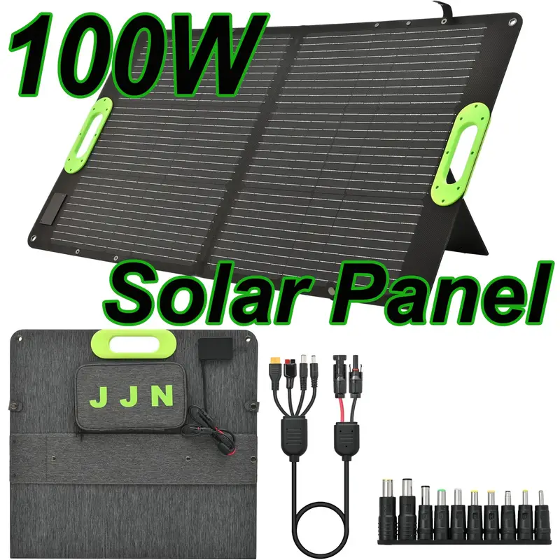 100w portable foldable solar panel with fast charging, high- monocrystalline solar cells, usb/ /ac outlets, lightweight & sturdy frame for camping, rv, off- , outdoor solar generator system, ideal for hiking, boondocking, and emergency backup power, solar panel foldable, solar panel with built in battery, portable solar panels for camping, folding solar blanket, solar battery Product details 0