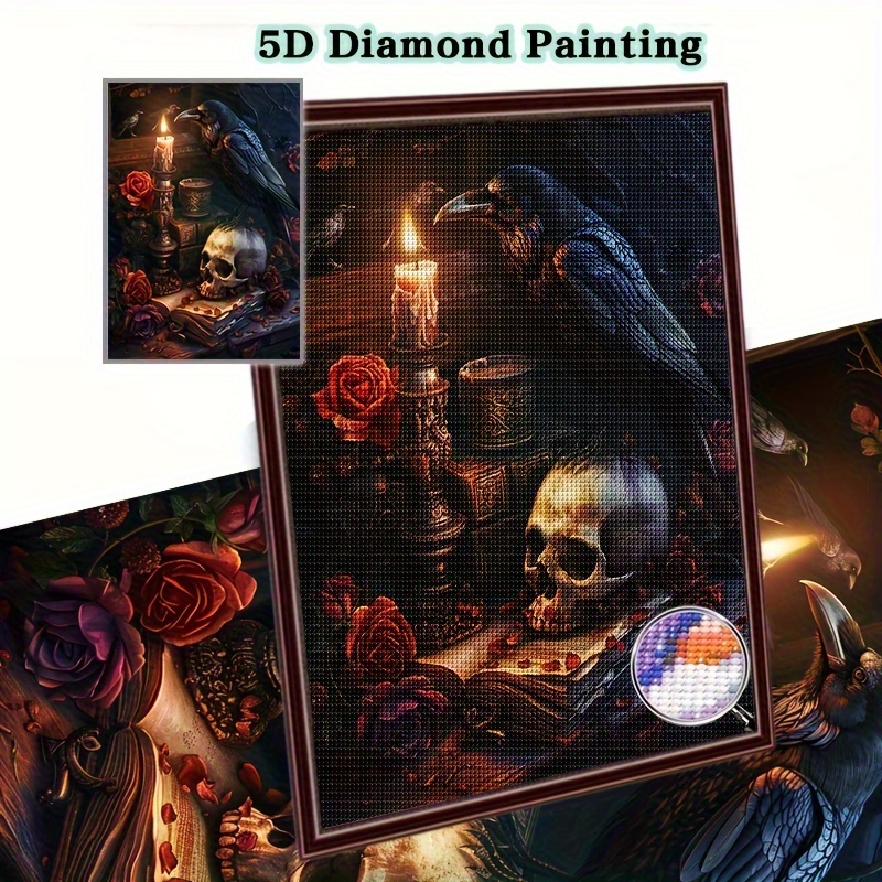 

Round Diamond 5d Diamond Painting Kit By Numbers - 30x40cm Gothic Animal & Theme Canvas Art With Full Toolkit, Diy Mosaic Craft Wall Decor For Living Room Bedroom, Crystal Rhinestone Art For Beginners