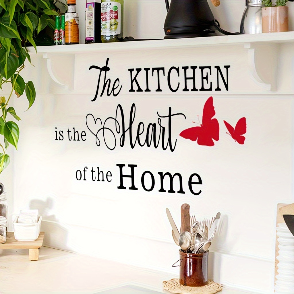 Image of Chic Kitchen & Dining Room Quote Wall Decal - Removable Pvc Art Sticker For Home Decor, 7.8"x11.8", Perfect For Living Room & Restaurant Walls