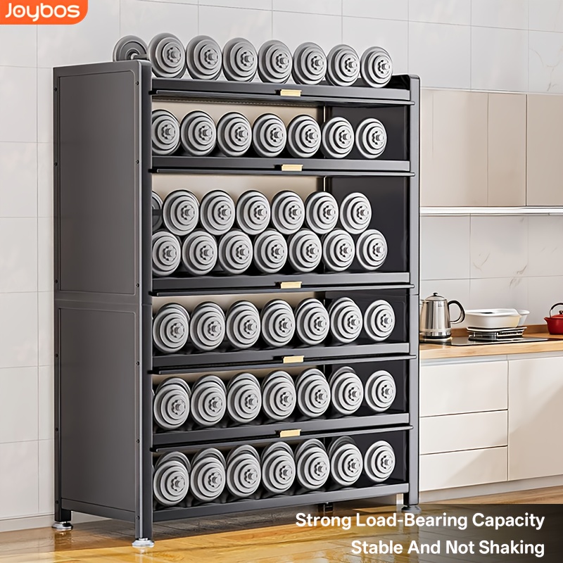 Heavy-Duty Metal Kitchen Cabinet with Transparent Acrylic Doors - Extra Tall Storage Shelf, Large Pantry Organizer for Kitchen, Living Room, Dining - Easy Assembly, No Power Needed (Grey, 57.1