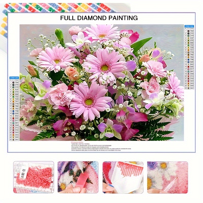 

Floral Diamond Painting Kit - 5d Full Round Diamond Art For Adults, Canvas Wall Decor Craft Mosaic, Bedroom And Living Room Decoration, Complete Tools Set Included (40x50cm/15.7x19.7in)