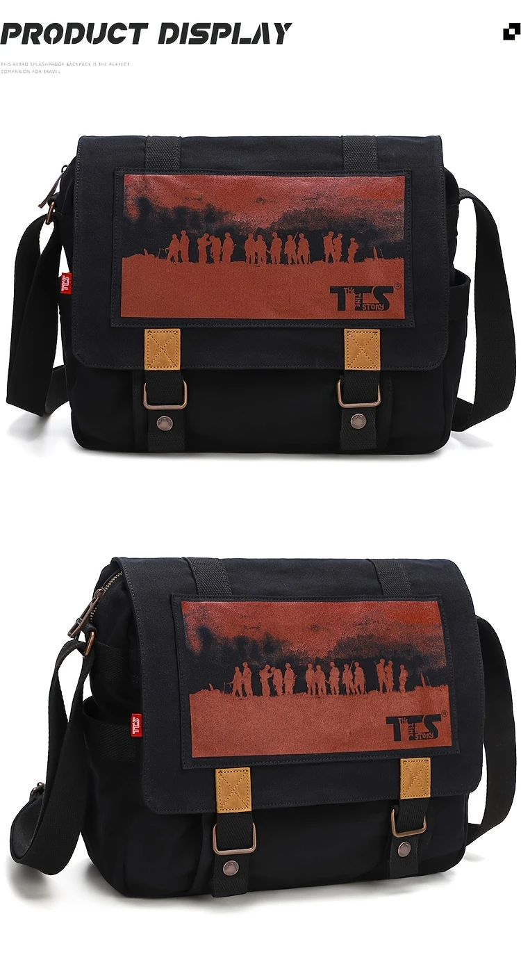 1pc vintage canvas shoulder bag 1pc vintage inspired canvas messenger bag for men and women adjustable strap daily shoulder bag crossbody satchel details 2