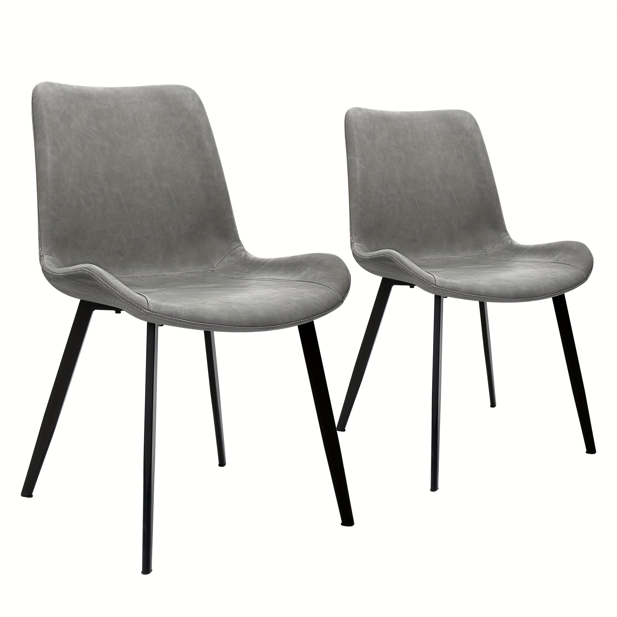 

Modern Faux Leather Dining Chairs, Pu Cushion Seat Back, Metal Legs For Kitchen Dining Room Side Chair, Set Of 2, Grey