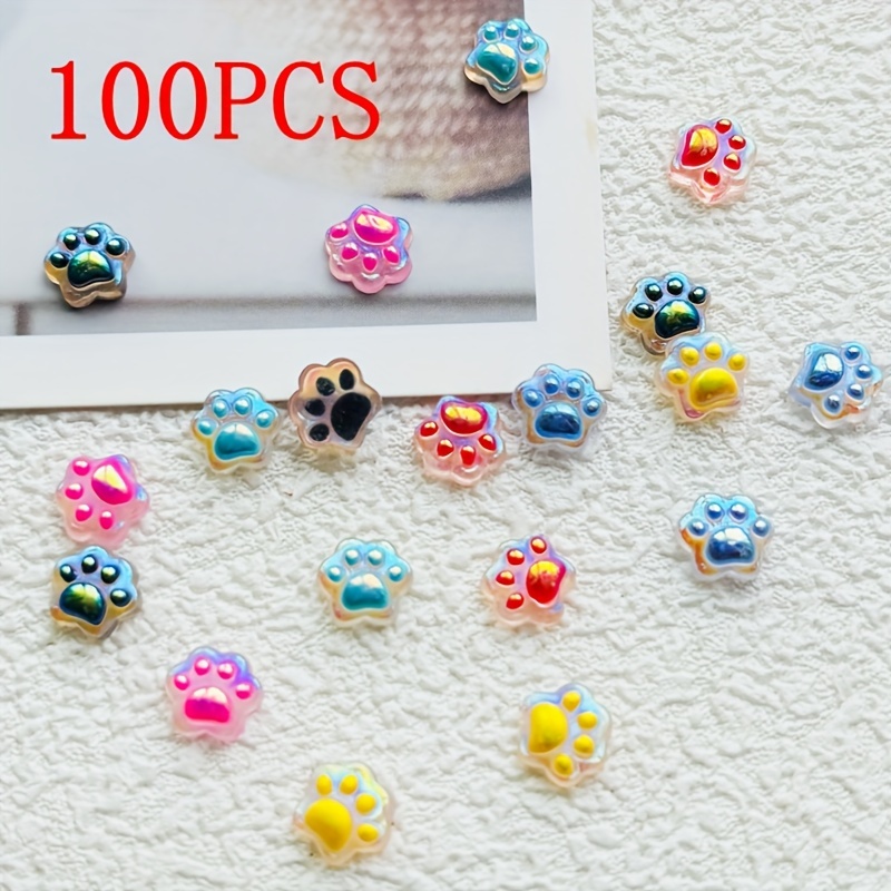 Electroplated Aurora Paw, 30/100pcs Of Cartoon Resin Flat-back Jewelry Additions, For Nail Art, Scrapbooking, And Crafts