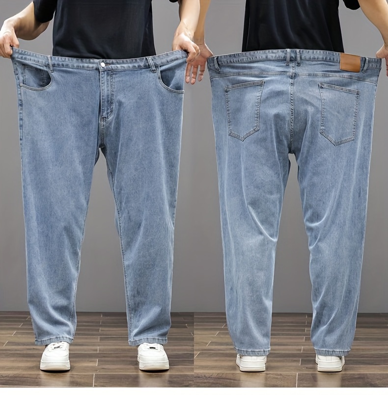 Plus Size Men's Soft & Comfy Jeans - Casual Loose Fit Denim Pants with Pockets, Stretch Rayon Blend for Fall/Winter, PLUS SIZE