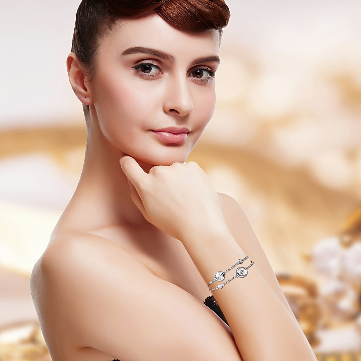 S925 Silver Bracelet with Zirconia Double Bubble Layer